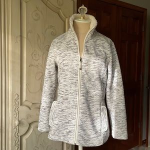 Talbots Zip-up Fleece Jacket.  Ivory/gray, SP